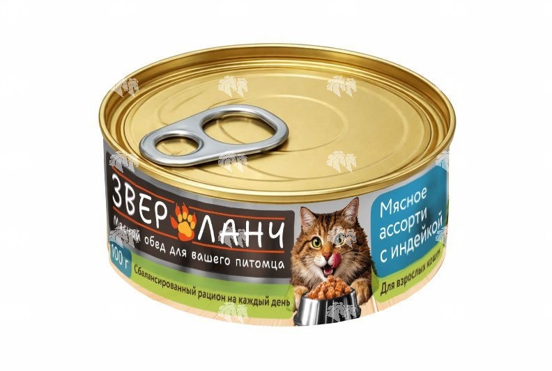 Мясное ассорти с индейкой (для взрослых кошек), 100 г